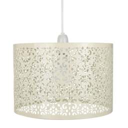 Rackhams Marrakech Designed Cream Metal Pendant Light Shade with Floral Decoration