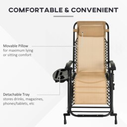Rackhams Folding Recliner Chair Outdoor Lounge Rocker Zero-Gravity Seat - Grey - Without Top Canopy - thumbnail 5
