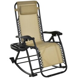 Rackhams Folding Recliner Chair Outdoor Lounge Rocker Zero-Gravity Seat - Grey - Without Top Canopy - thumbnail 2