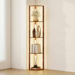 Rackhams Corner Floor Lamp with Dimmable Warm White LED Light, Rustic Brown - Yes - MDF - Floor Lamp - thumbnail 2