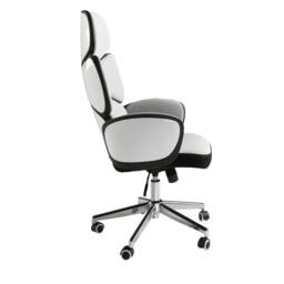 Rackhams Office swivel chair light grey fabric and glossy white pvc 4142 - thumbnail 6