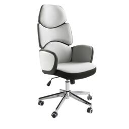 Rackhams Office swivel chair light grey fabric and glossy white pvc 4142 - thumbnail 2