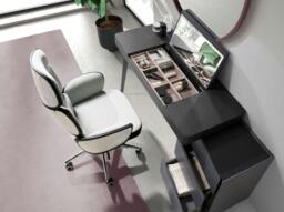 Rackhams Office swivel chair light grey fabric and glossy white pvc 4142 - thumbnail 5