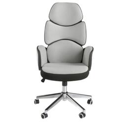 Rackhams Office swivel chair light grey fabric and glossy white pvc 4142 - thumbnail 3