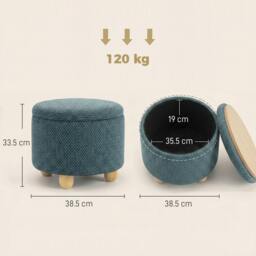 Rackhams Round Storage Ottoman with Reversible Lid, Dark Blue - thumbnail 3