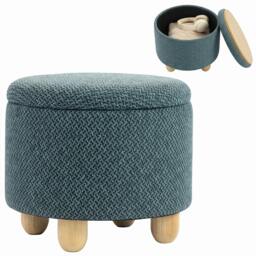 Rackhams Round Storage Ottoman with Reversible Lid, Dark Blue - thumbnail 2