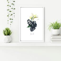 Rackhams Decoration for bathroom walls - Set of 3 Tropical wall art - A2 16.54 x 23.39 in / 42 x 59.4 cm - Satin Photo paper 280 gsm - White Frame - thumbnail 4
