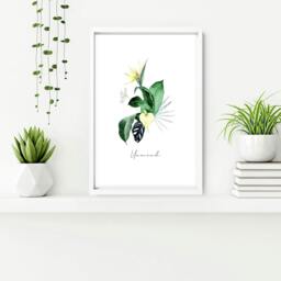 Rackhams Decoration for bathroom walls - Set of 3 Tropical wall art - A2 16.54 x 23.39 in / 42 x 59.4 cm - Satin Photo paper 280 gsm - White Frame - thumbnail 5