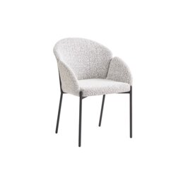Rackhams Petal Dining Chair - Ivory & Taupe Boucle - Ivory / Taupe - thumbnail 3