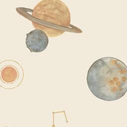 Rackhams Maury Planets and Constellations Nursery Textured Wallpaper, Cream Gold - thumbnail 2
