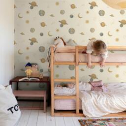 Rackhams Maury Planets and Constellations Nursery Textured Wallpaper, Cream Gold - thumbnail 3