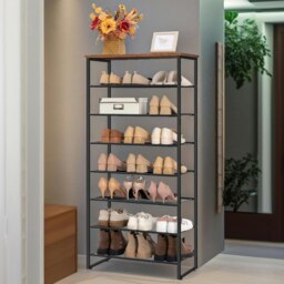 Rackhams 8-Tier Shoe Rack With Detachable Mesh - Rustic Brown - Rustic Brown - Manufactured Wood - thumbnail 6