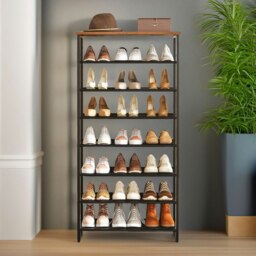 Rackhams 8-Tier Shoe Rack With Detachable Mesh - Rustic Brown - Rustic Brown - Manufactured Wood - thumbnail 4