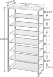 Rackhams 8-Tier Shoe Rack With Detachable Mesh - Rustic Brown - Rustic Brown - Manufactured Wood - thumbnail 3