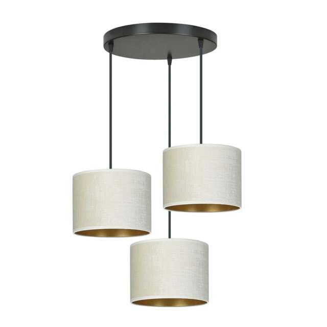 Rackhams HILDE Pendant lamp 3 x E27 Black with White Shade - image 1