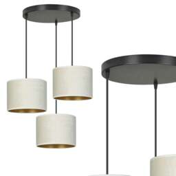 Rackhams HILDE Pendant lamp 3 x E27 Black with White Shade - thumbnail 2
