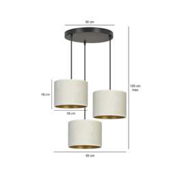 Rackhams HILDE Pendant lamp 3 x E27 Black with White Shade - thumbnail 5