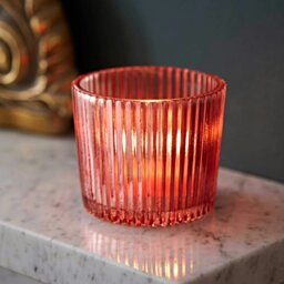 Rackhams Pink Recycled Glass Tea Light Holder - Glass - thumbnail 1