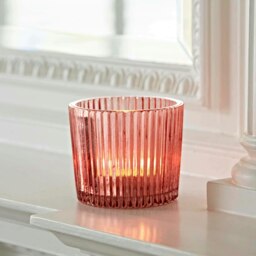Rackhams Pink Recycled Glass Tea Light Holder - Glass - thumbnail 2
