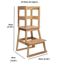 Rackhams Wooden Childrens Toddler Learning Step Stool Stairs Ladder Kitchen Helper Tower - thumbnail 2