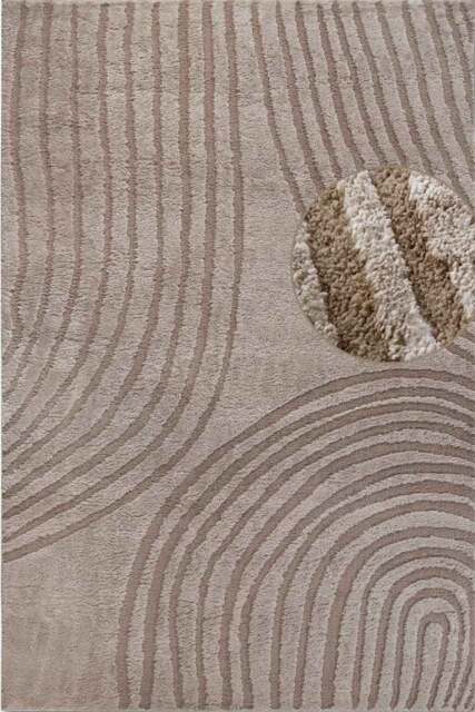 Rackhams High Pile Beige Rug Pigment – Geometric Design - 80X120 cm - image 1