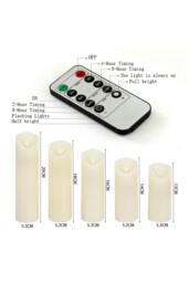 Rackhams 5Pcs Ivory LED Pillar Flameless Candles with Remote–Flickering Flame, Dimmable & Timer - Ivory - One Size - thumbnail 5
