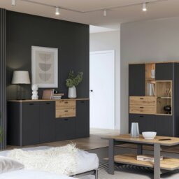 Rackhams Klara 4 Door 2 Drawer Chest in Grey and Oak - Grey & Oak - Matt - Melamine - thumbnail 5