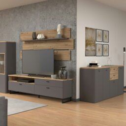 Rackhams Klara 4 Door 2 Drawer Chest in Grey and Oak - Grey & Oak - Matt - Melamine - thumbnail 6
