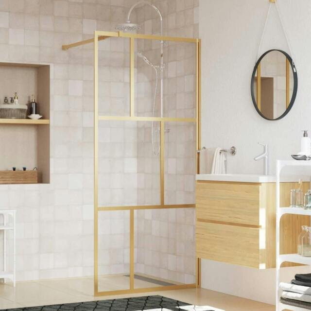 Rackhams Walk-in Shower Wall with Clear ESG Glass Gold 90x195 cm