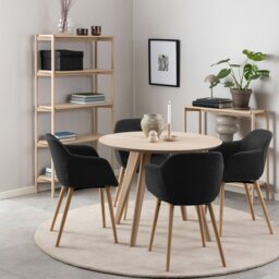 Rackhams Townsville Round Dining Table in White and Oak - Brown - No - Brown - thumbnail 3