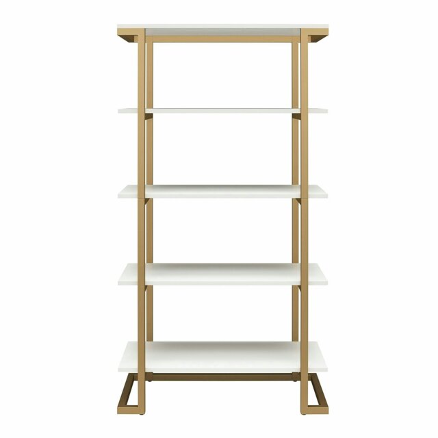 Rackhams Camila 5 Shelf Bookcase White / Golden - White - image 1