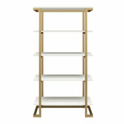 Rackhams Camila 5 Shelf Bookcase White / Golden - White - thumbnail 1