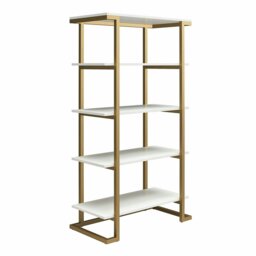 Rackhams Camila 5 Shelf Bookcase White / Golden - White - thumbnail 2