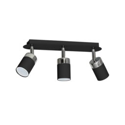 Rackhams Joker Hand Made Ceiling Lamp In Matt Black With Striking Chrome Detail Featuring 3 Minmalistic Slender Cylinder Shades - thumbnail 6