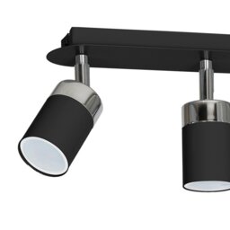 Rackhams Joker Hand Made Ceiling Lamp In Matt Black With Striking Chrome Detail Featuring 3 Minmalistic Slender Cylinder Shades - thumbnail 2