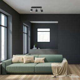 Rackhams Joker Hand Made Ceiling Lamp In Matt Black With Striking Chrome Detail Featuring 3 Minmalistic Slender Cylinder Shades - thumbnail 3