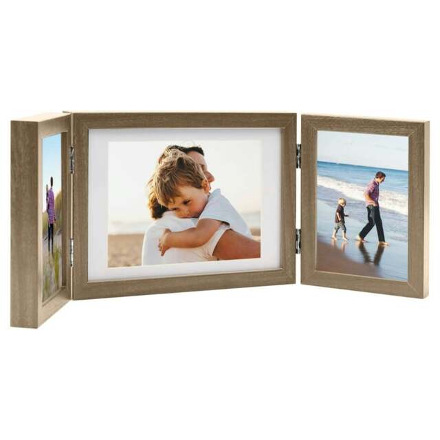 Rackhams Trifold Photo Frame Collage Light Brown 22x15 cm+2x