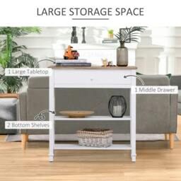 Rackhams Console Table Hallway Side Desk 1 Drawer 2 Shelves Worktop Handle Retro Elegant Style Home Display Storage for Bedroom Livingroom - thumbnail 5
