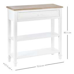 Rackhams Console Table Hallway Side Desk 1 Drawer 2 Shelves Worktop Handle Retro Elegant Style Home Display Storage for Bedroom Livingroom - thumbnail 3
