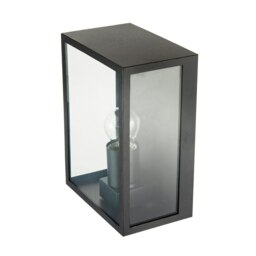 Rackhams Modern Exterior Flush Wall Light Lantern in Matte Black with Clear Glass Panels - thumbnail 4