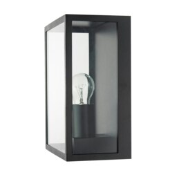 Rackhams Modern Exterior Flush Wall Light Lantern in Matte Black with Clear Glass Panels - thumbnail 3
