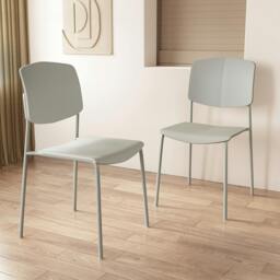 Rackhams Pair of Academy Modern Dining Chairs, Stackable Design - White - thumbnail 4