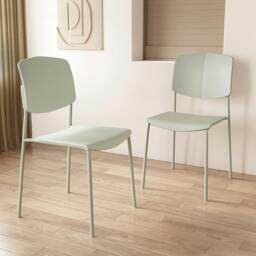 Rackhams Pair of Academy Modern Dining Chairs, Stackable Design - White - thumbnail 3