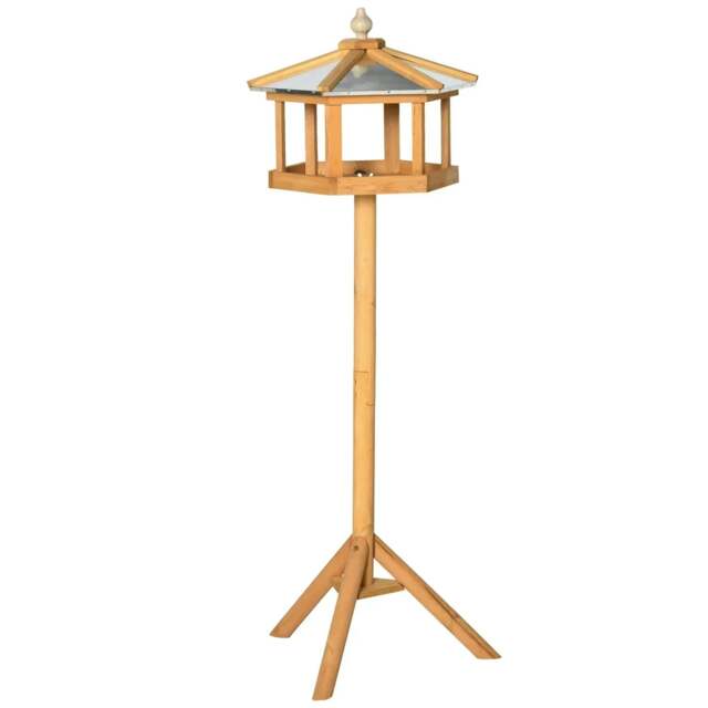 Rackhams Wooden Bird Table Free Standing Feeder Garden Sheltered Feeding Station Parrot Stand Birdhouse 40x113cm - image 1