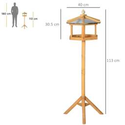 Rackhams Wooden Bird Table Free Standing Feeder Garden Sheltered Feeding Station Parrot Stand Birdhouse 40x113cm - thumbnail 3