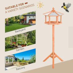 Rackhams Wooden Bird Table Free Standing Feeder Garden Sheltered Feeding Station Parrot Stand Birdhouse 40x113cm - thumbnail 4