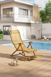 Rackhams Bamboo Foldable Recliner Rocking Chair - Natural