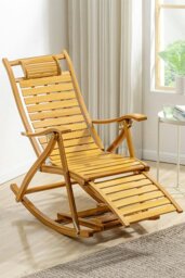 Rackhams Bamboo Foldable Recliner Rocking Chair - Natural - thumbnail 2