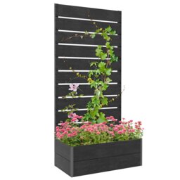 Rackhams Raised Garden Bed with Trellis and Drainage Hole, Planter Box Black - Dark Grey - Wood-Plastic Composite Board - 72W x 38D x 150Hcm - thumbnail 3