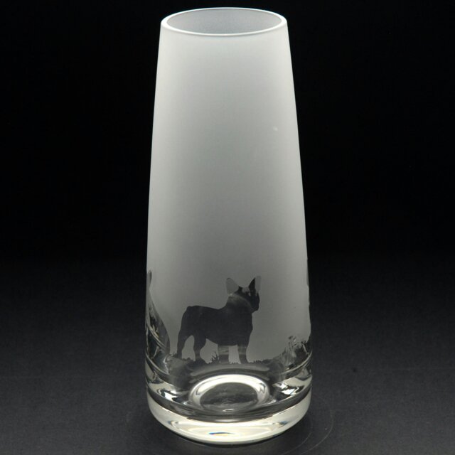 Rackhams French Bulldog Dog Glass Bud Vase - Hand Etched/Engraved Gift - image 1